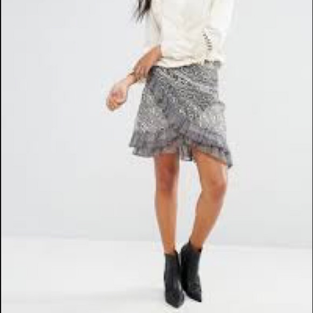 NWT Free People Around The World‎ Ruffle Skirt 0